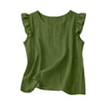thumbnail image 5 of FASHOFT Summer Tank Tops For Women Trendy Cap Sleeve Round Neck Basic Tank Loose Lightweight Sleeveless Vest Comfort Summer Wear Womens Sleeveless Shirts Army Green L, 5 of 5