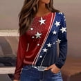 thumbnail image 3 of KDDYLITQ U.s. 250th Anniversary Shirts for Women Summer 250 Years Birthday Crew Neck Tops Liberty Printed July 4th T-Shirts National Flag Print Floral Long Sleeve Tees Wine 3XL, 3 of 6