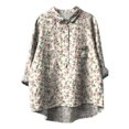 thumbnail image 4 of Blouse pour Femmes Coupe Ample Imprimé Graphique Col Cranté Manches Longues Chemise Été Décontractée, 4 of 4