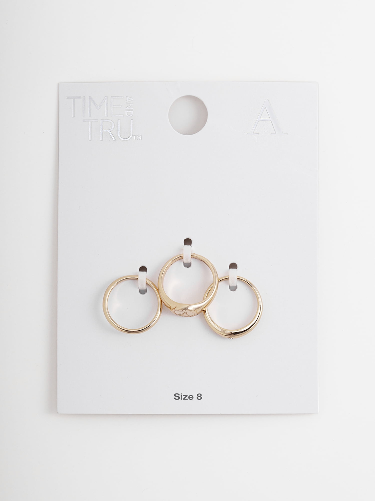 Time and Tru Women's Goldtone Ring Set, 3 Pairs, Initial A