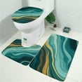 thumbnail image 2 of Teal Gold Marble Pattern Bathroom Rugs Sets 3 Piece,Toilet Cover Set,Absorbent Non Slip Bathroom Mats Sets with U-Shaped Contour Rug Toilet Rug Set, 2 of 5