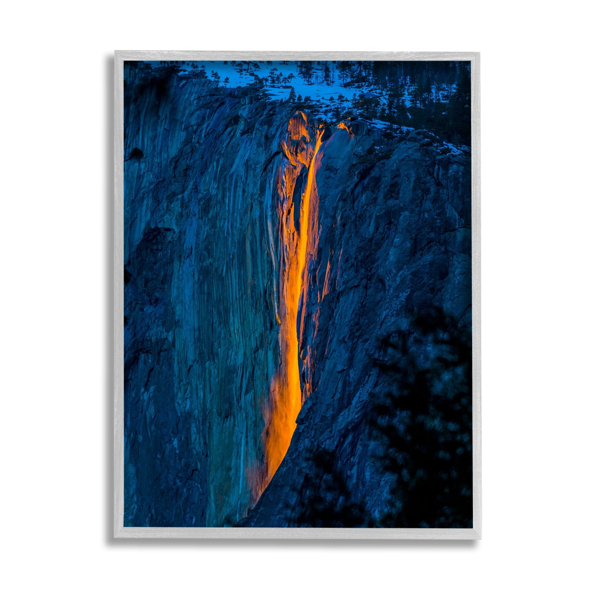 Stupell Industries Lava Flowing Snowy Mountain Side Rock Cliffs Photograph Gray Framed Art Print Wall Art, Design by Steve Smith