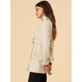 thumbnail image 4 of Abrigo de invierno con cinturón y bolsillos con doble botonadura y cuello alto para mujer Beige M, 4 of 6
