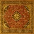 thumbnail image 1 of Ahgly Company Machine Washable Indoor Square Medallion Yellow Traditional Area Rugs, 7' Square, 1 of 4