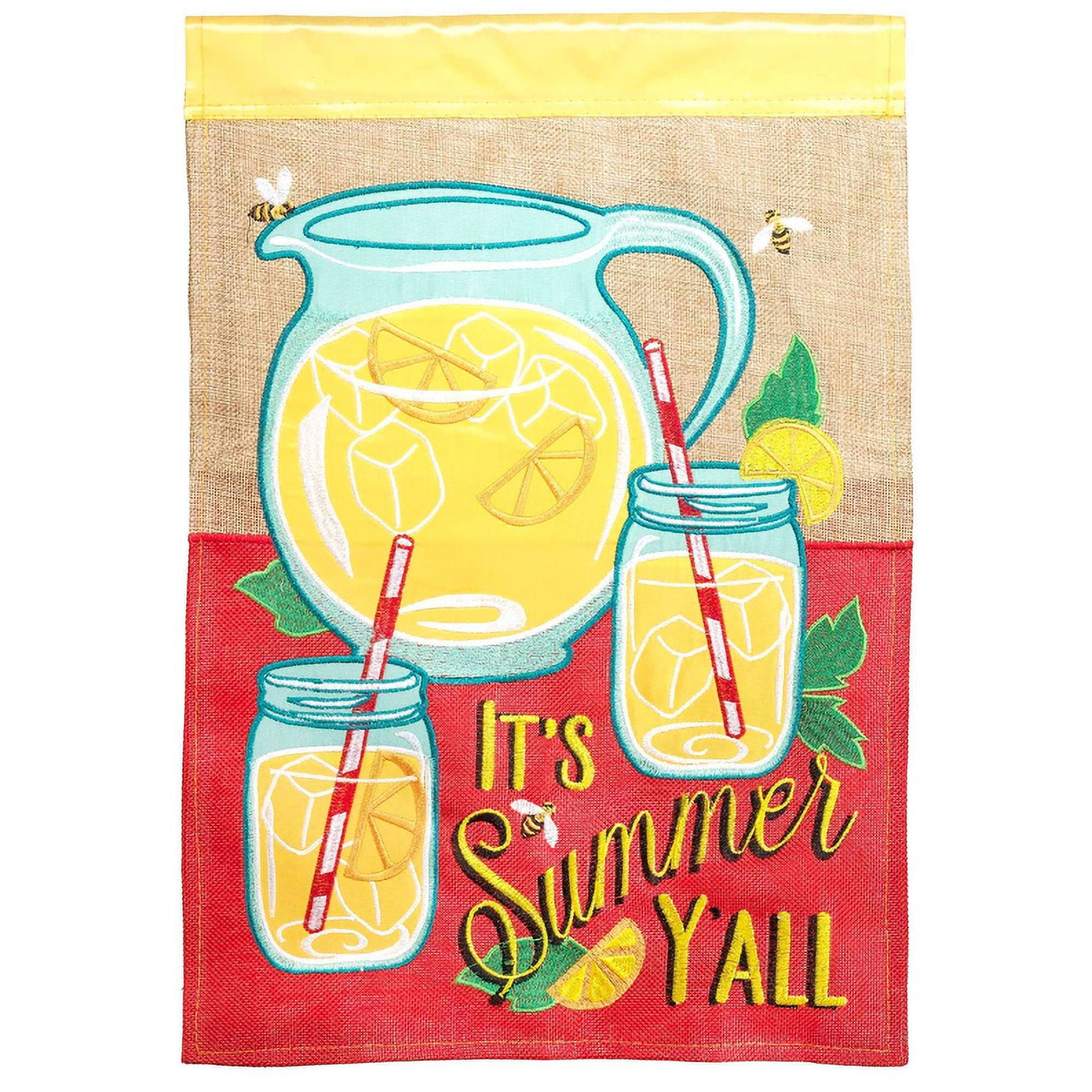 Magnolia Gardens M011333 13 x 18 in. Double Applique Its Summer Y All Burlap Garden Flag