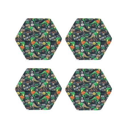 

Leather Coasters with Heat-resistant for Drinks Dinosaur Plays Soccer -标题2 Hexagon