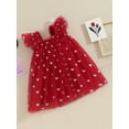 thumbnail image 3 of Suealasg Kids Girl Valentine’s Day Dress 1T 2T 3T 4T Little Girls Fly Sleeve Heart Butterfly Heart Print Swing Dress Toddler Summer Tulle A-Line Party Dress, 3 of 9