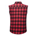thumbnail image 6 of Fabrcox Plaid Sleeveless Flannel Shirt Men Collared Button Up Tank Top for Men Big and Tall Color Block Lightweight Outdoor Vest Shirt with Pockets Red L, 6 of 9