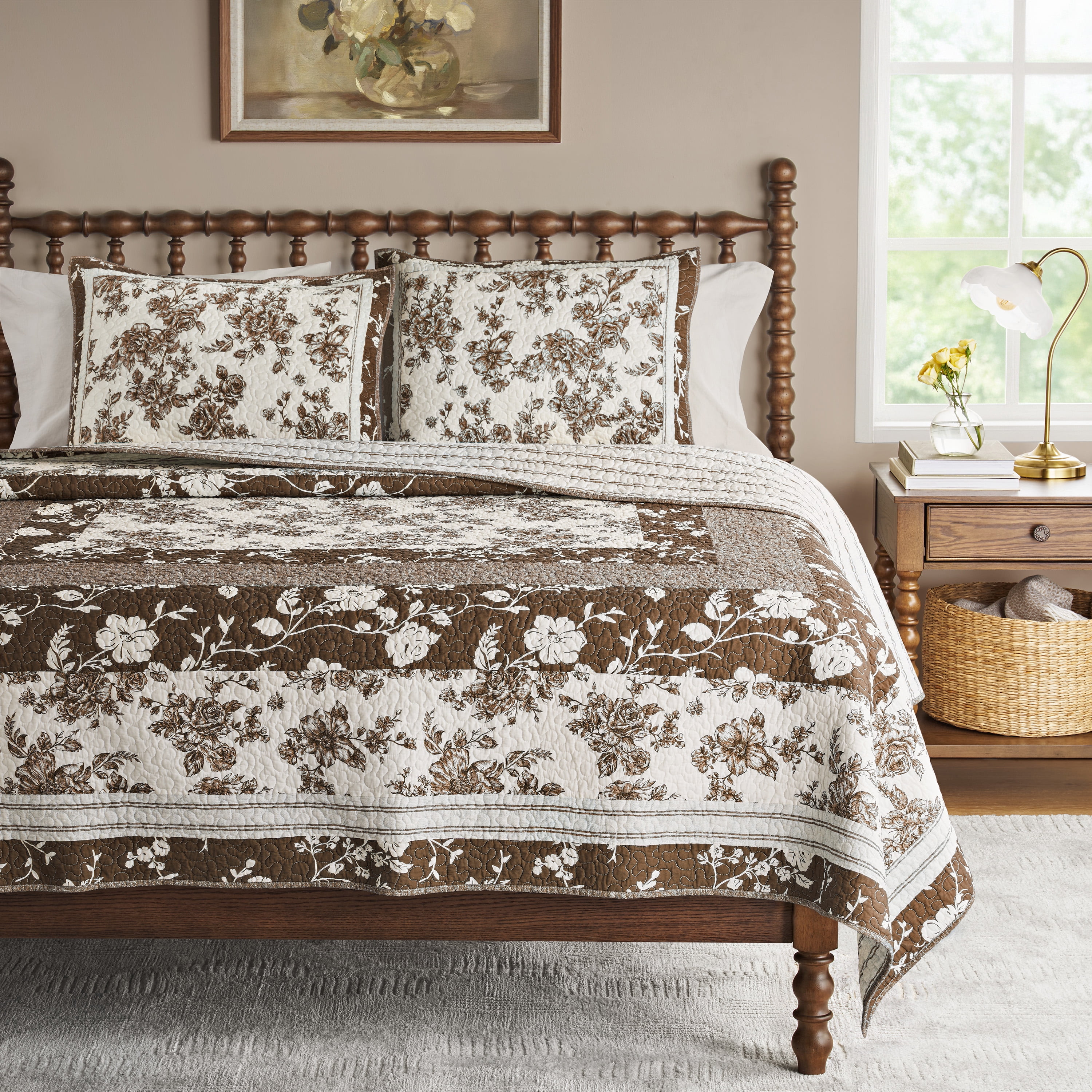 The Pioneer Woman Avery Cotton Patchwork Quilt, King, Tibet Brown Bedding
