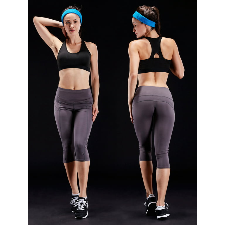 NELEUS Womens Tummy Control High Waist Capri Yoga Leggings with