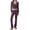 Purple, variant on ShomPort 2 Pieces Set for Womens Knit Ribbed Zip Up Long Sleeve Crop Tops High Wasit Trousers Soft Breathable Outfits