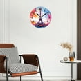 thumbnail image 3 of Battery Operated Analog Wall Clocks Non-Ticking Silent Modern Clock Decorative for Home,Office-Eiffel Tower With Colorful Splashes Of Color And Vector Illustration(14inch), 3 of 4