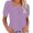 Purple, variant on Square Neckline Women Casual Puff Sleeve Lace Blouse Shirt Tops