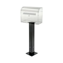 Miumaeov Mailbox Post with Post Base Mailbox Mounting Post Mailbox Post for Outside Black