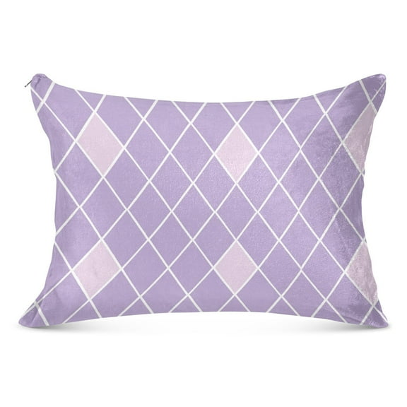 Plush Pillow Cases Standard Size Ultra Soft Warm Pillowcases with Zipper Purple Block 20"x26"