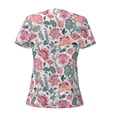 thumbnail image 4 of Naloa Flower Leaves Print T-Shirts Short Sleeve V Neck Tees for Women Fashion Tops Trendy Lightweight Soft Casual Summer Outfits Clothes, 4 of 5