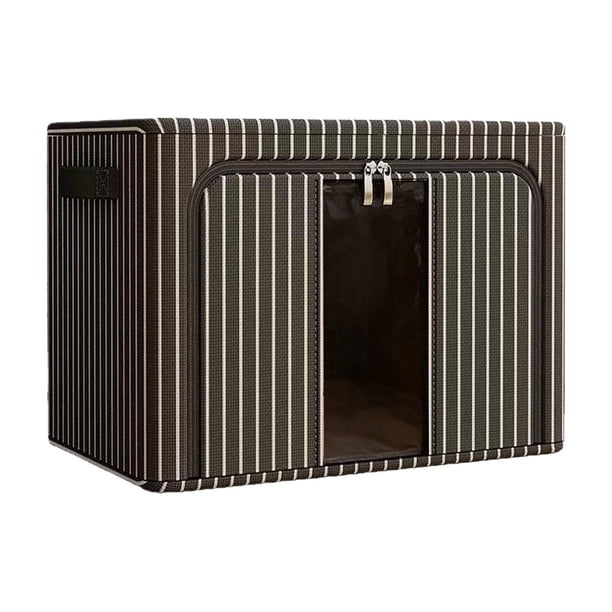 Caja de almacenamiento transparente con ventana, organizador de ropa apilable, contenedor de almacenamiento de tela plegable para ropa, ropa de cama, organización del armario del hogar con marco de