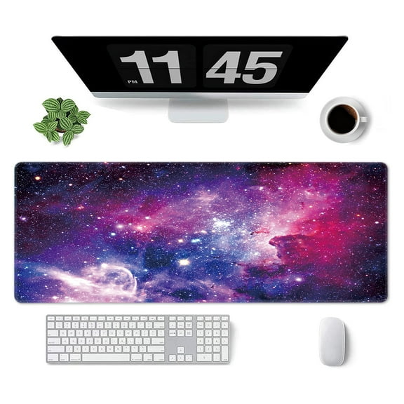 TheirNearr Large Mouse Pad, Full Desk XXL Extended Gaming Mouse Pad 31.5" X 11.8", Waterproof Desk Mat with Stitched Edge, Non-Slip Laptop Computer Keyboard Mousepad for Office & Home, Galaxy Design