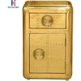 thumbnail image 1 of Nauticalmart Aviator Side Table with Door and Drawer Handmade Aviation Accent Chest Gold, 1 of 3