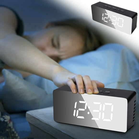 Dvkptbk Alarm Clock Mirror Led Alarm Clock Multifunction Digital Electronic Temperature Snooze Clock Home Decor