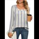 thumbnail image 1 of Camiseta Tipo Túnica de Larga con Cuello Cuadrado para Mujer, Holgada, de Cintura Alta, Estampada, para Otoño Rayas Verticales L, 1 of 10