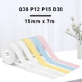 thumbnail image 2 of 1pcs P12 Continus Label Tape 15mm*7m White Transparent Red Blue Yellow Waterproof Adhesive Sticker Work for P12 Label Printer Transparent, 2 of 6
