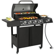 Magic Union 4-Burner Propane Gas Grill with Side Burner and Stainless Steel Grates 50,000 BTU Outdoor Cooking BBQ Grills Cart