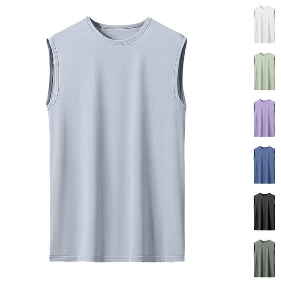 Jinhomg Men's Sleeveless Workout Shirts Ice Silk Quick Dry Cooling Tank Top Lightweight Breathable Summer Gym Muscle T-Shirts for Men Army Green,L
