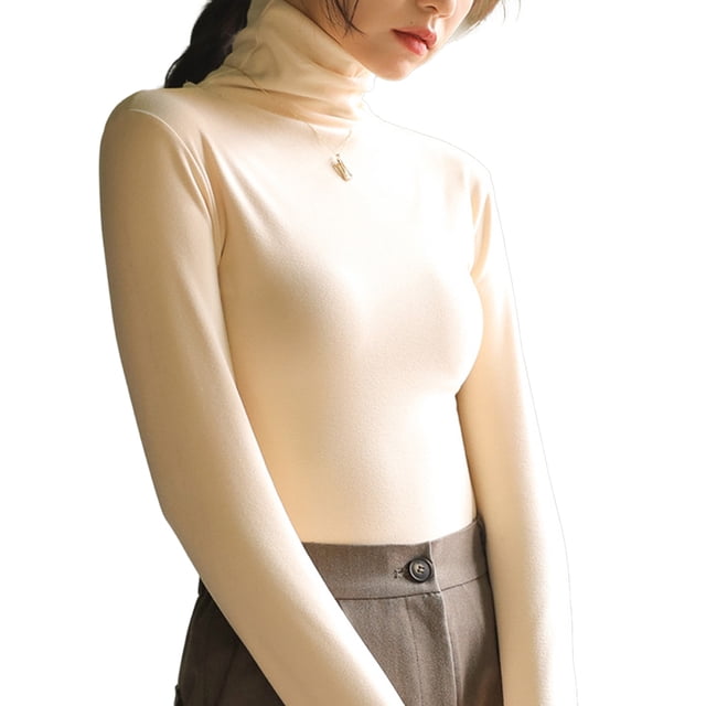 Camisas de manga larga con cuello alto para mujer, moda de otoño, capas básicas, ajustadas, ropa interior