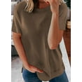 thumbnail image 2 of Womens Striped Color Block Short Sleeve Causal Blouses T Shirts Tops, 2 of 4