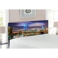 thumbnail image 2 of Landscape Headboard, Manhattan Skyline with Brooklyn Bridge and Towers in NYC United States America, Upholstered Decorative Metal Bed Headboard with Memory Foam, Full Size, Purple Green, by Ambesonne, 2 of 4