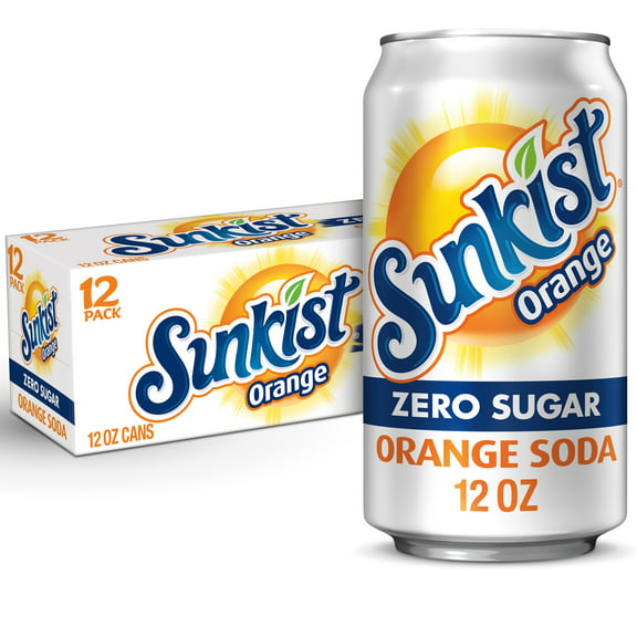 Sunkist Zero Sugar Orange Soda Pop, 12 fl oz, 12 Pack Cans