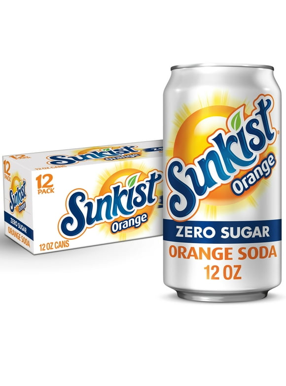 Sunkist Zero Sugar Orange Soda Pop, 12 fl oz, 12 Pack Cans