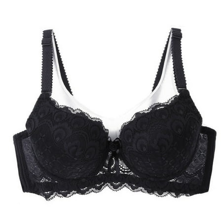 

Ladies Lace Push Up Lace Embroidered Bow Solid Color 3/4 Cup Bra Women Underwear Underwire Brassiere