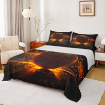 Homewish Boys Basketballprint Twin Sheet Sets 3pcs,Sport Theme Twin Fitted Sheet Microfiber,Ball Gamer Breathable Flat Sheet,Super Cozy Room Decor