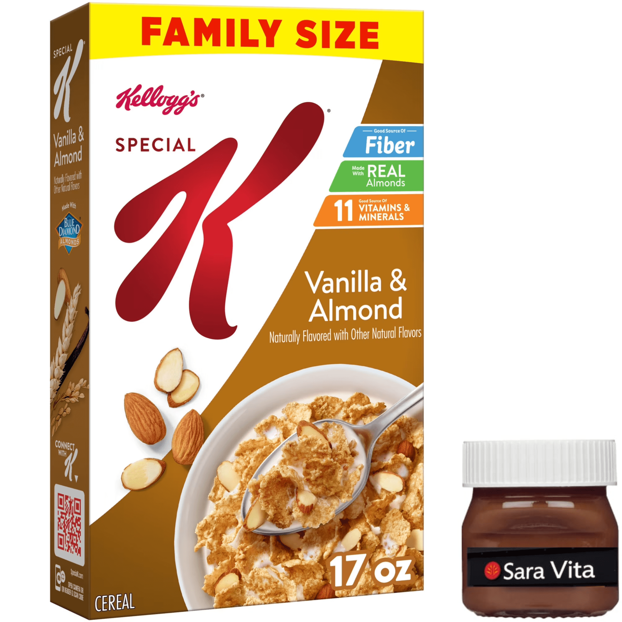 Kellogg's Special K Vanilla and Almond Breakfast Cereal, Good Source of Fiber, Family Size, 17 oz