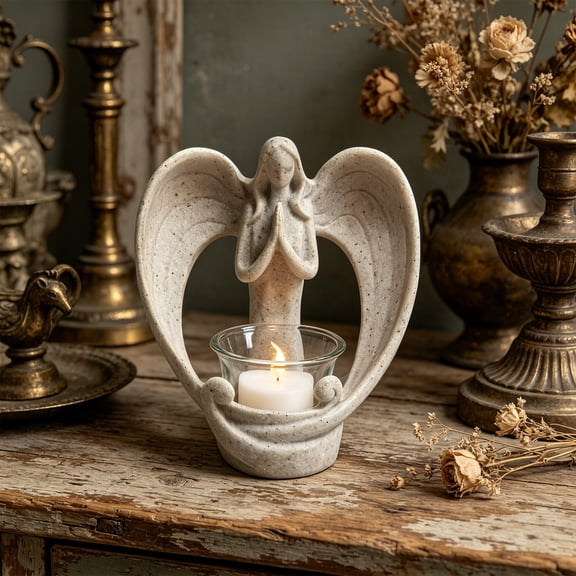 Memorial Candle Gifts,Angel Figurines Tealight Candle Holder, Sympathy Gifts for Loss of Loved One, Bereavement, Grief, Funeral, Remembrance, Memory Home Decorations