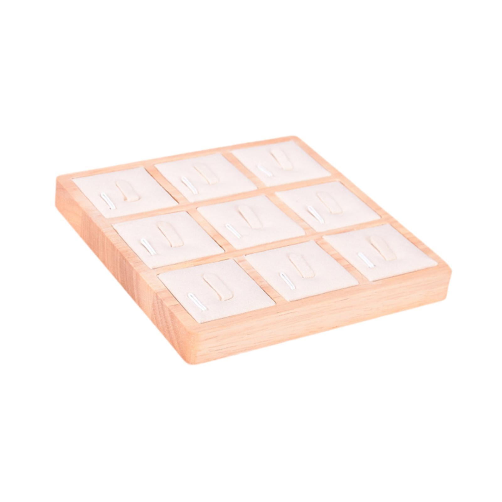 Ring Holder Tray Wooden Jewelry Display Microfiber Lining for Rings Earrings Bracelet Showcase Countertop
