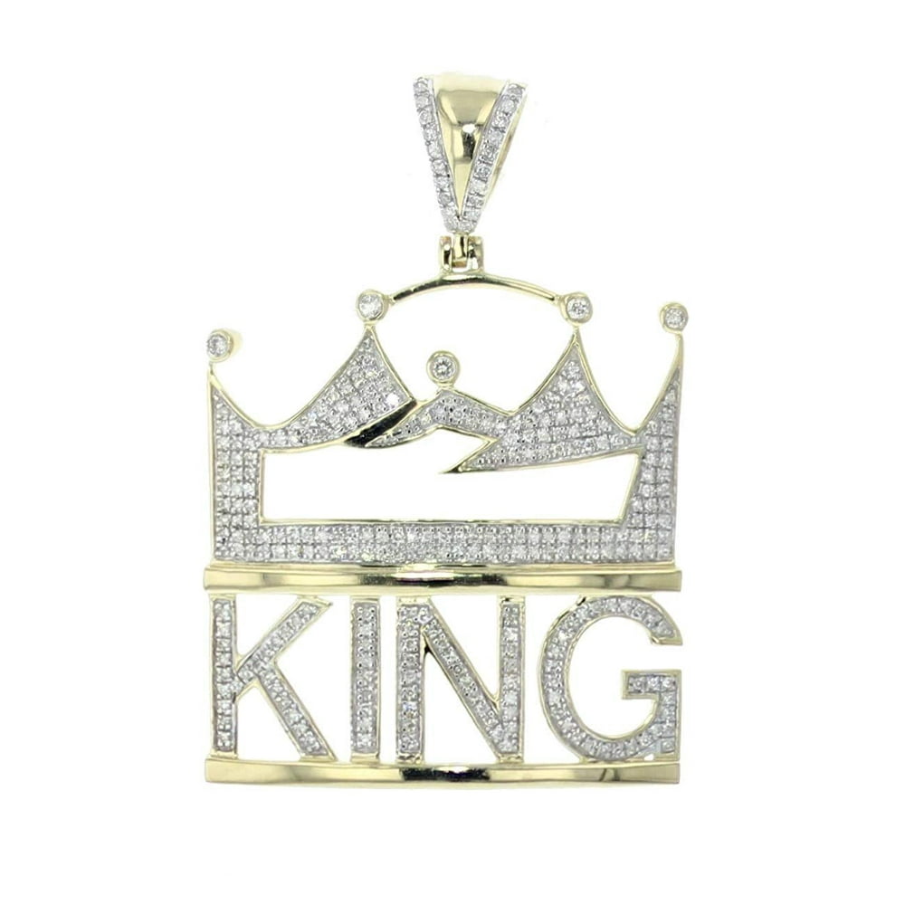 Midwest Jewellry 10K Gold Mens KING Pendant With Crown Custom Made 0