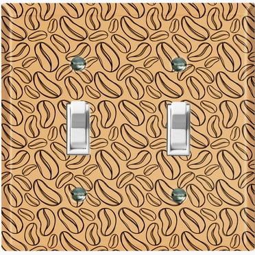 Metal Light Switch Wall Plate Outlet Cover (Coffee Espresso Mocha Bean Light Brown Pattern - Double Toggle)