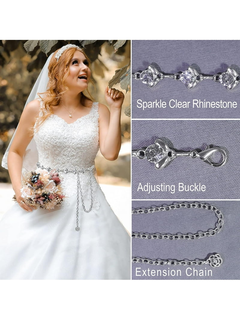 Women Rhinestone Chain Belt Metal Alloy Waist Accessory for Dress or Party Amazon.com: LIMHOO Metal Waist Chain for Women Rhinestone  main image 3