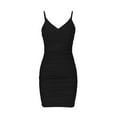 thumbnail image 4 of IROINNID Wedding Guest Dresses for Women Semi Formal Evening Night Casual Homecoming Dress Summer V-neck Open Back Pleated Wrapped Hip Strap Dress Elegant Bodycon Dress,Black, 4 of 6