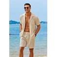 thumbnail image 3 of COOFANDY Men's 2 Pieces Shirt Sets Short Sleeve Casual Button Down Hippie T-Shirts Shorts Sets Summer Fashion Beach Outfits, 3 of 6