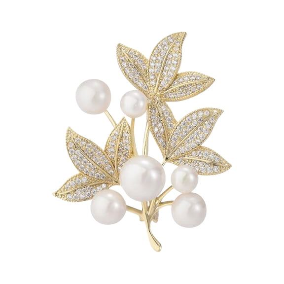 MKKAS Luxury Pearl Brooch Pin, Large Simulated Pearl Breastpin for Women, Elegant Suit Accessory for Overcoat Evening Dress Wedding Party Jewelry, White