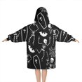 thumbnail image 2 of Halloween Skeleton Coffin Pattern Blanket Hoodies for Kids 6-13YR Oversize Wearable Blanket Hoodies for Boys Girls Teens, 2 of 7