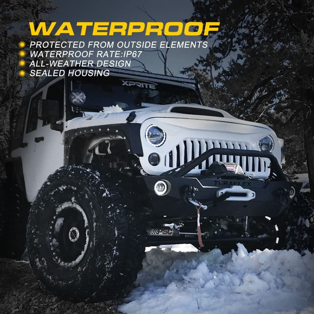 Sunpie 4" Inch 60W Cree Led Fog Lights with W/Amber/Orange Halo Ring DRL for Jeep Wrangler JK Tractor Boat (2pcs/set)