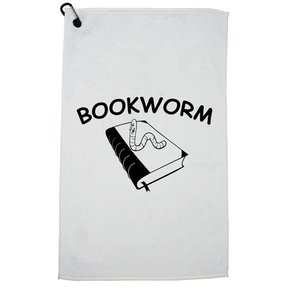 Bookworm - Awesome Book Reading Love Graphic Golf Towel with Carabiner Clip