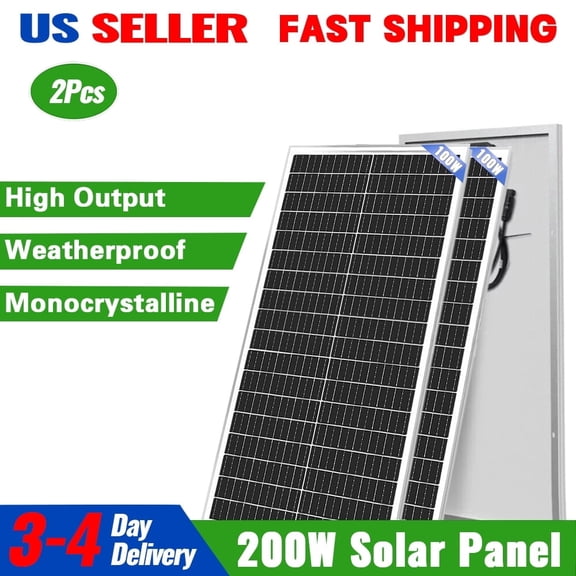 SolarHorizon 200W Solar Panels - 2 Pcs 100W Monocrystalline, Waterproof for RV, Home, Marine | Efficient & Durable