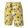 thumbnail image 4 of Logiee Navy Blue Leaf Sunflower Print Mens Swim Trunks Quick Dry Board Shorts,Breathable Hawaii Beach Shorts Swimwear Bathing Suits-Medium, 4 of 6