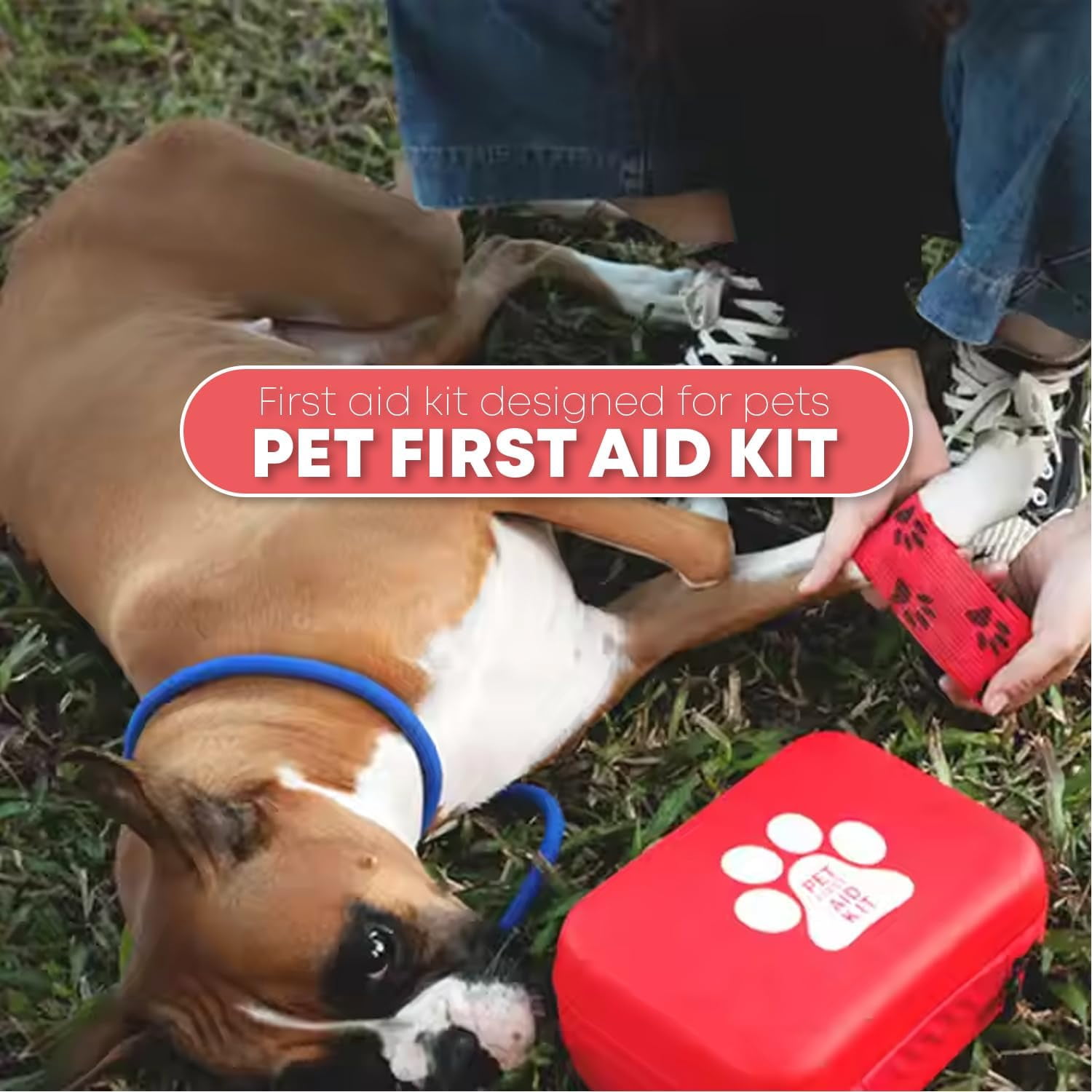 Waterproof Compact Pet First Aid Kit - EVA Emergency Medical Bag for Dogs & Cats - Hiking & Camping Supplies